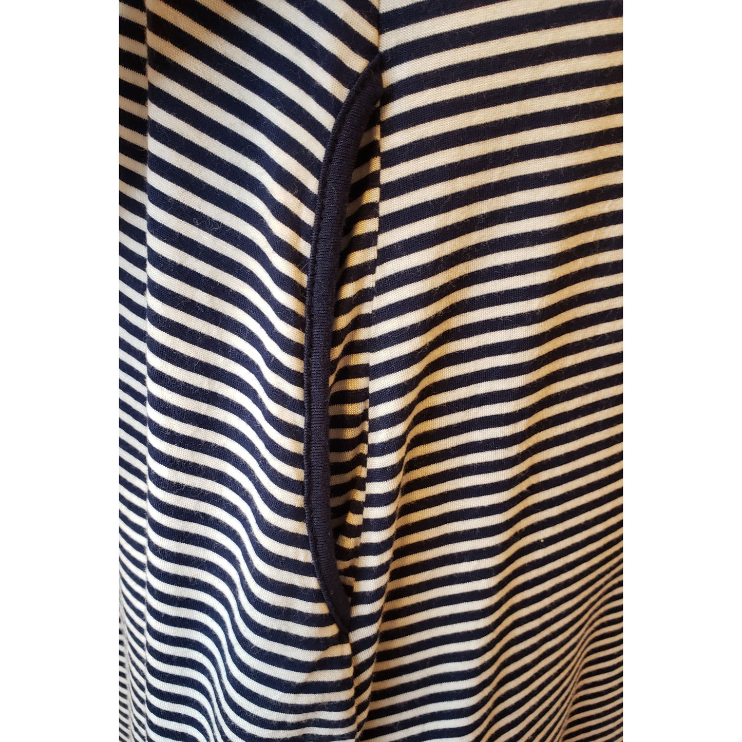 ESPRESSO Navy Striped Tank Dress with Hoodie and Pockets, Above Knee Length, Medium