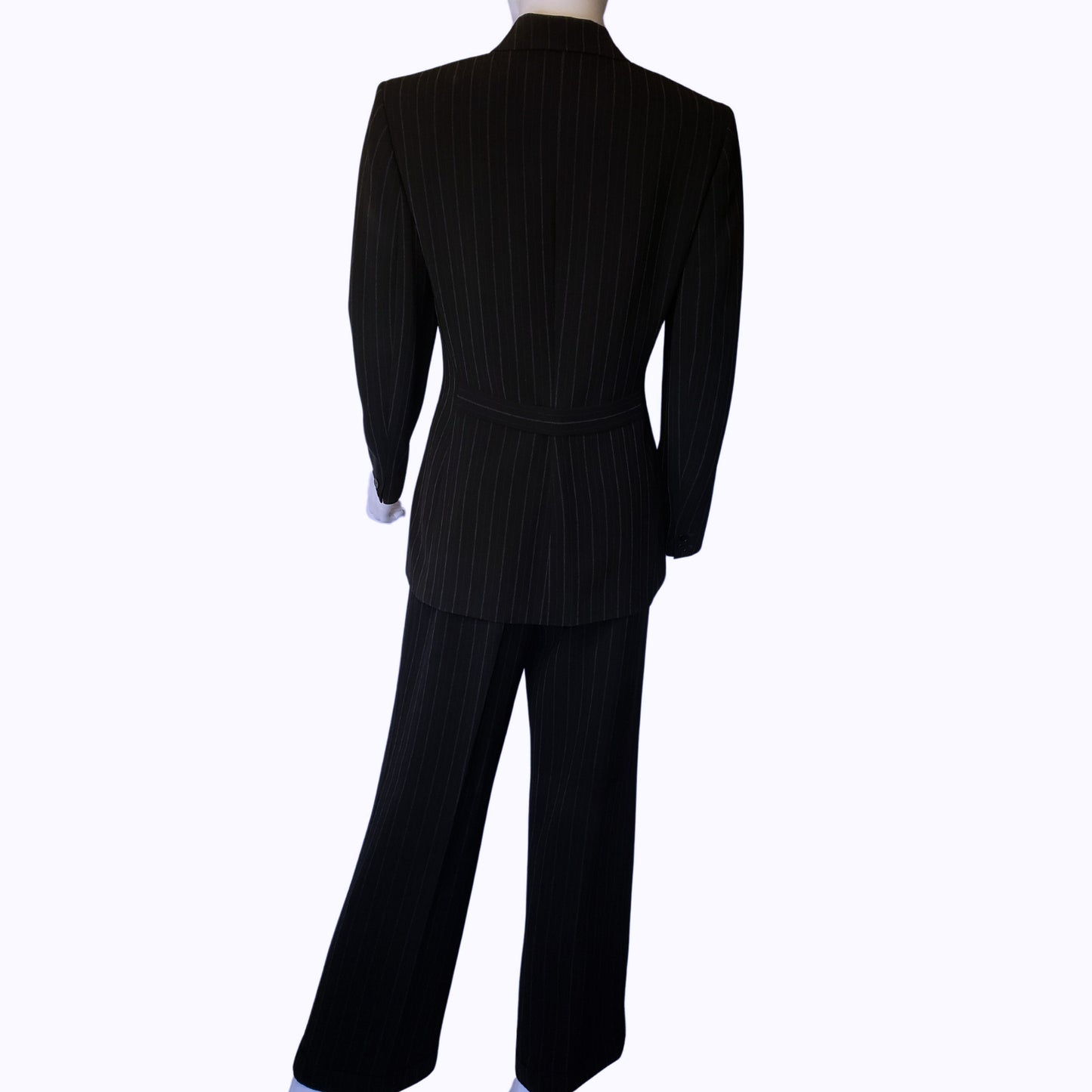 ANN TAYLOR Pin Striped Suit with Button Up Shirt-Jacket and Straight Pleated Dress Pants, Size 2