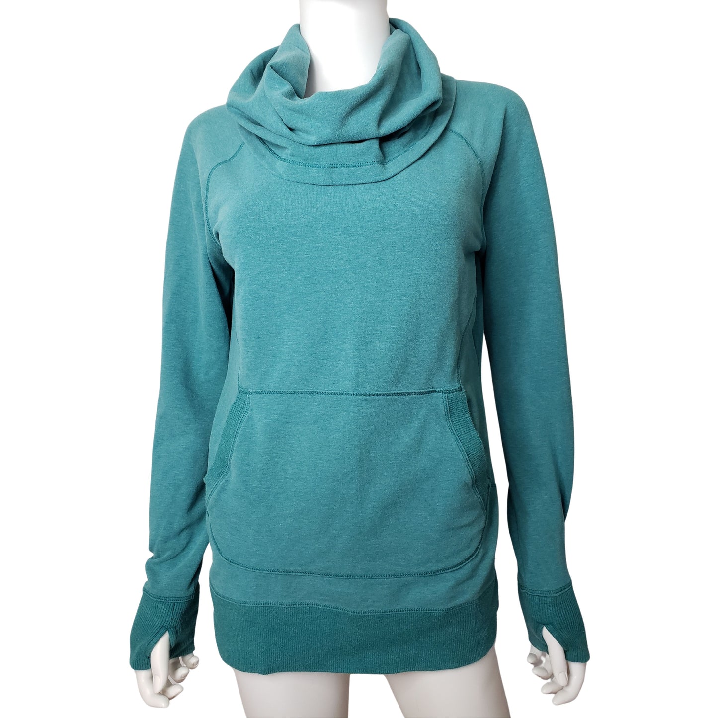 L.L. BEAN Awesome Aqua Long Sleeve Sweatshirt with Oversized Cowl Turtleneck, Small