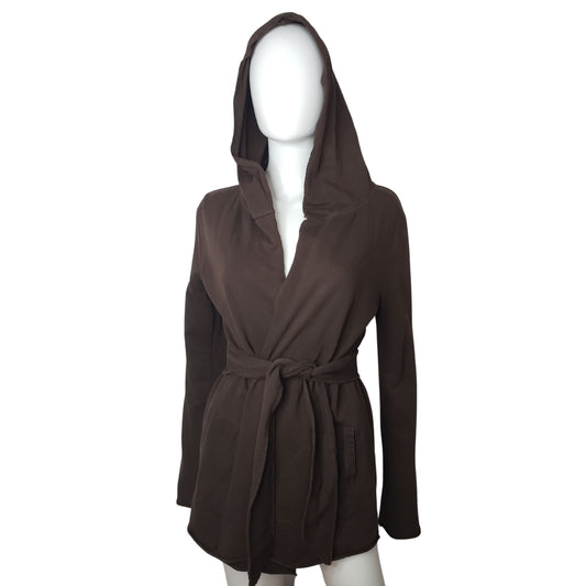 LUCKY BRAND Coffee Brown Robe-Wrap Long Sleeved Hoodie, Medium