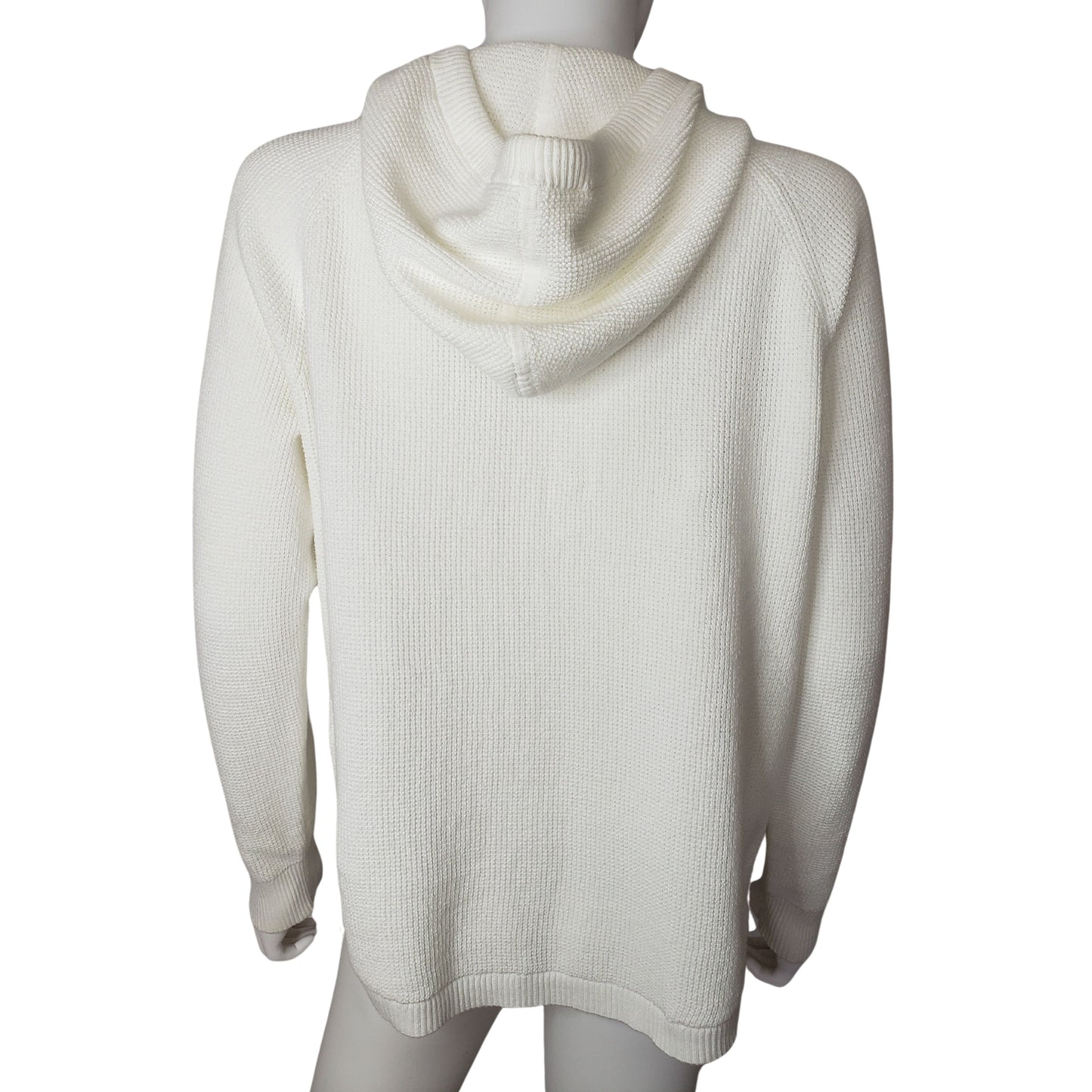 LAUREN by RALPH LAUREN Wonderful White Seed Stitched Hooded Sweater, XL