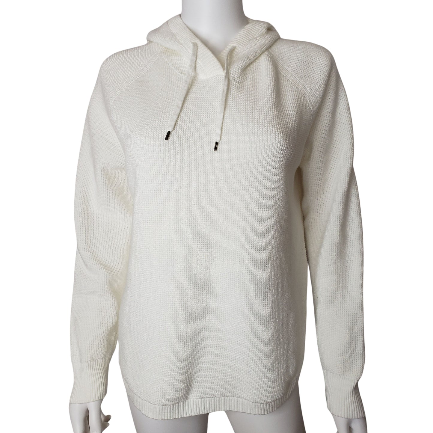 LAUREN by RALPH LAUREN Wonderful White Seed Stitched Hooded Sweater, XL