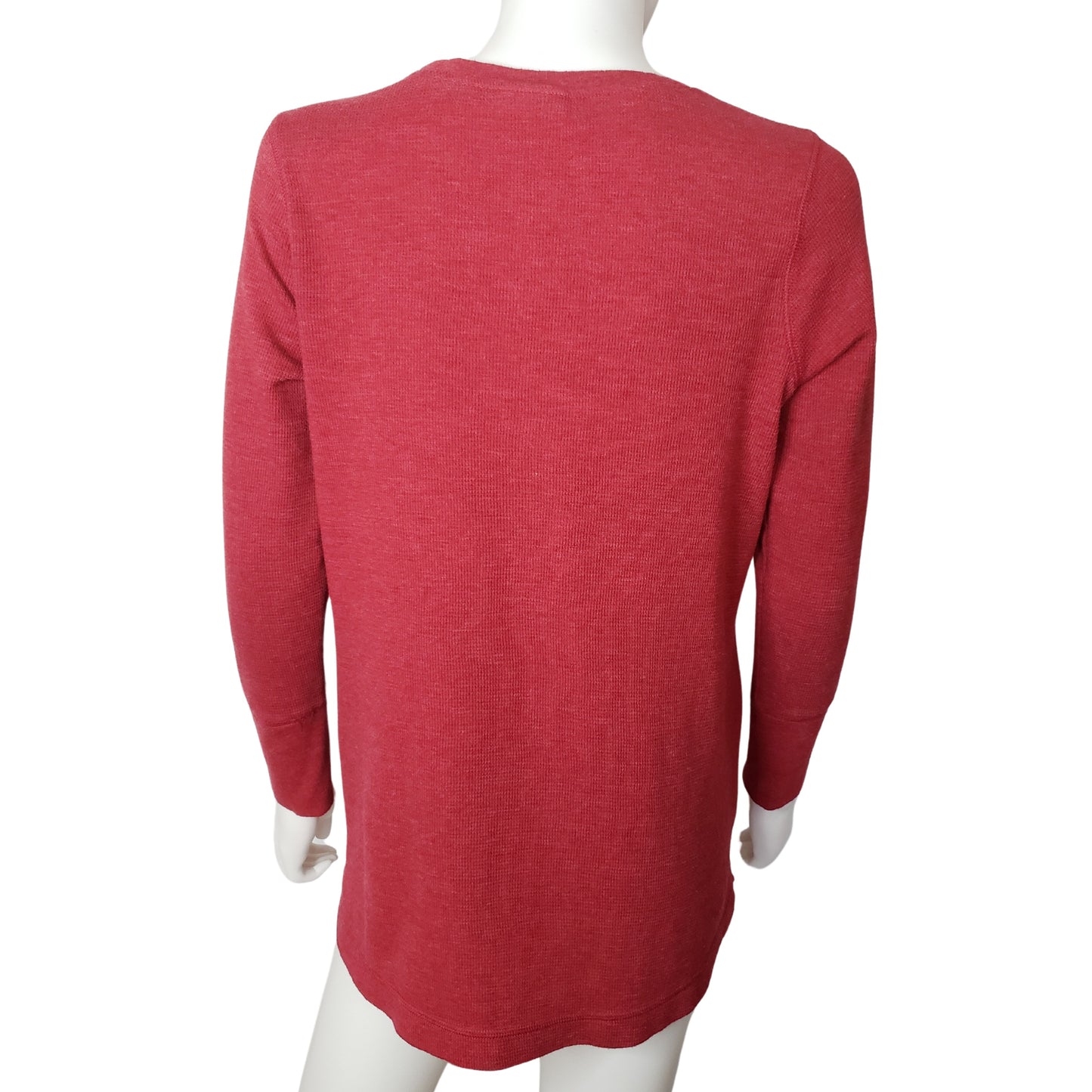 J. JILL Scarlet Red Henley Style Long Sleeve Shirt with Pockets, Small