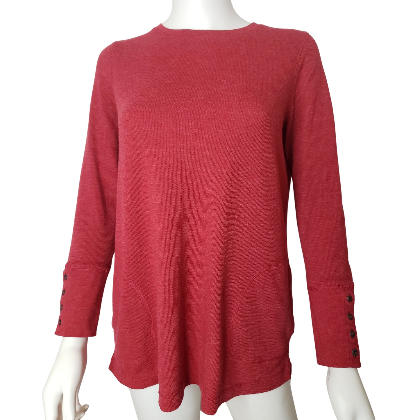 J. JILL Scarlet Red Henley Style Long Sleeve Shirt with Pockets, Small