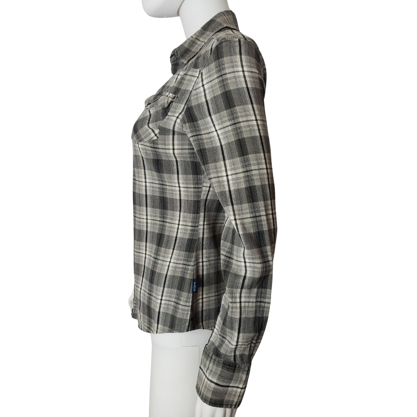 KUHL Picture Perfect Plaid Long Sleeve Button Up Collared Shirt, Small