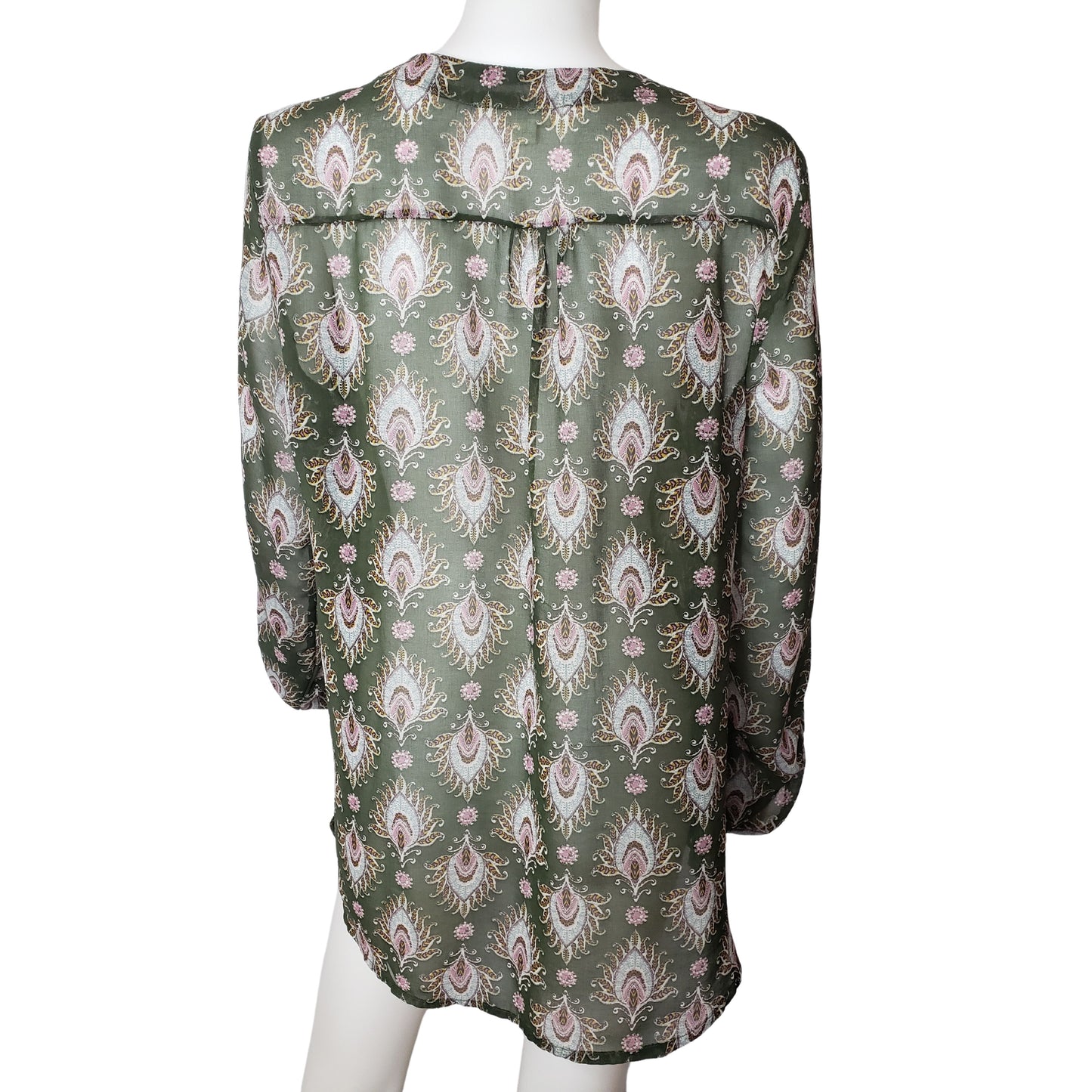 ALICE BLUE Green Envy Long Sleeve Shirt with Paisleys, Large