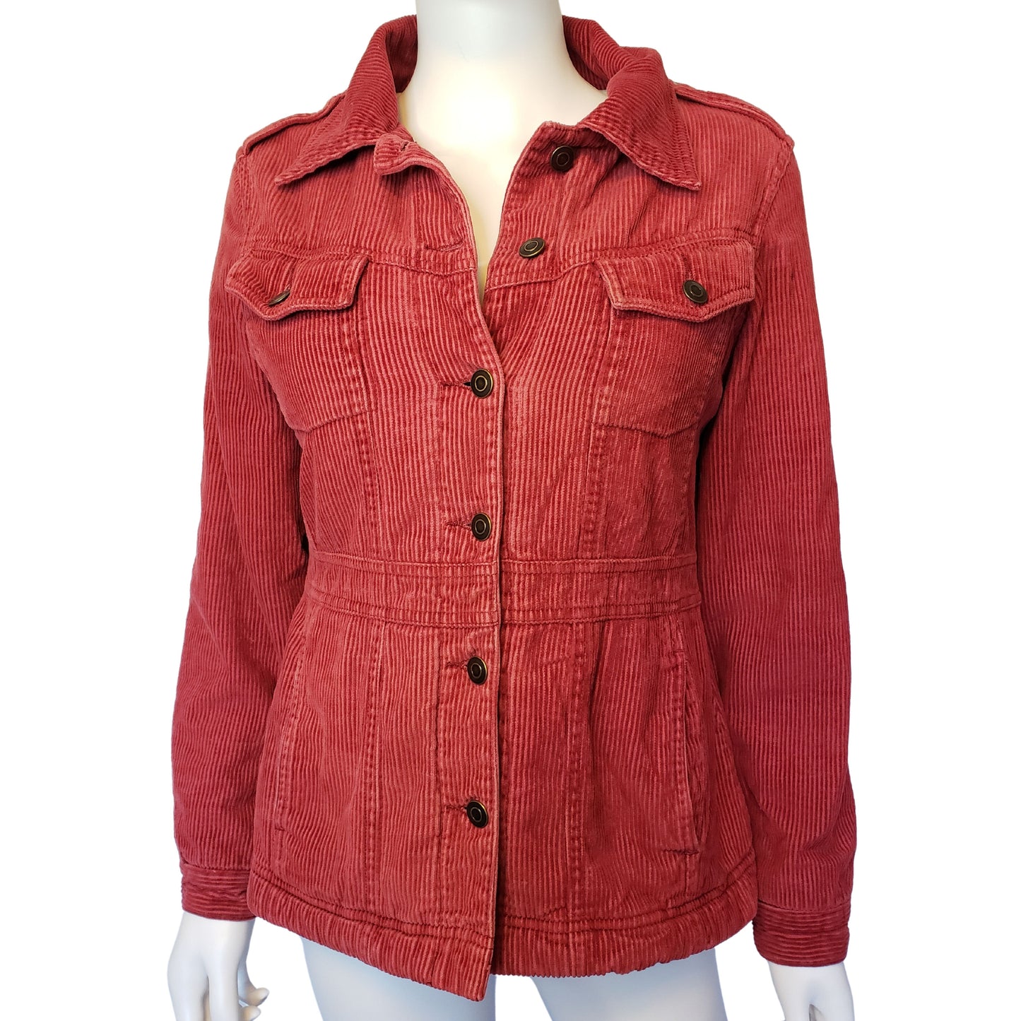 XHILIRATION Raspberry Corduroy Jacket with Fleece Lining, Medium