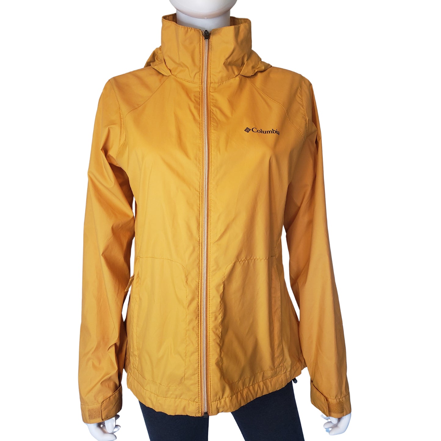 COLUMBIA Bright Mustard Yellow Windbreaker, Medium