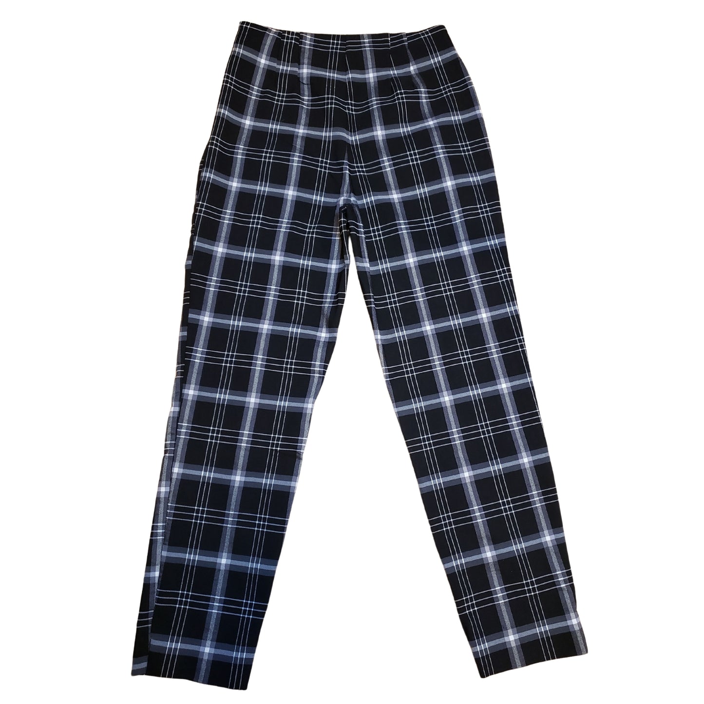 Black & White Plaid Skinny Stretch Pants, Size 12