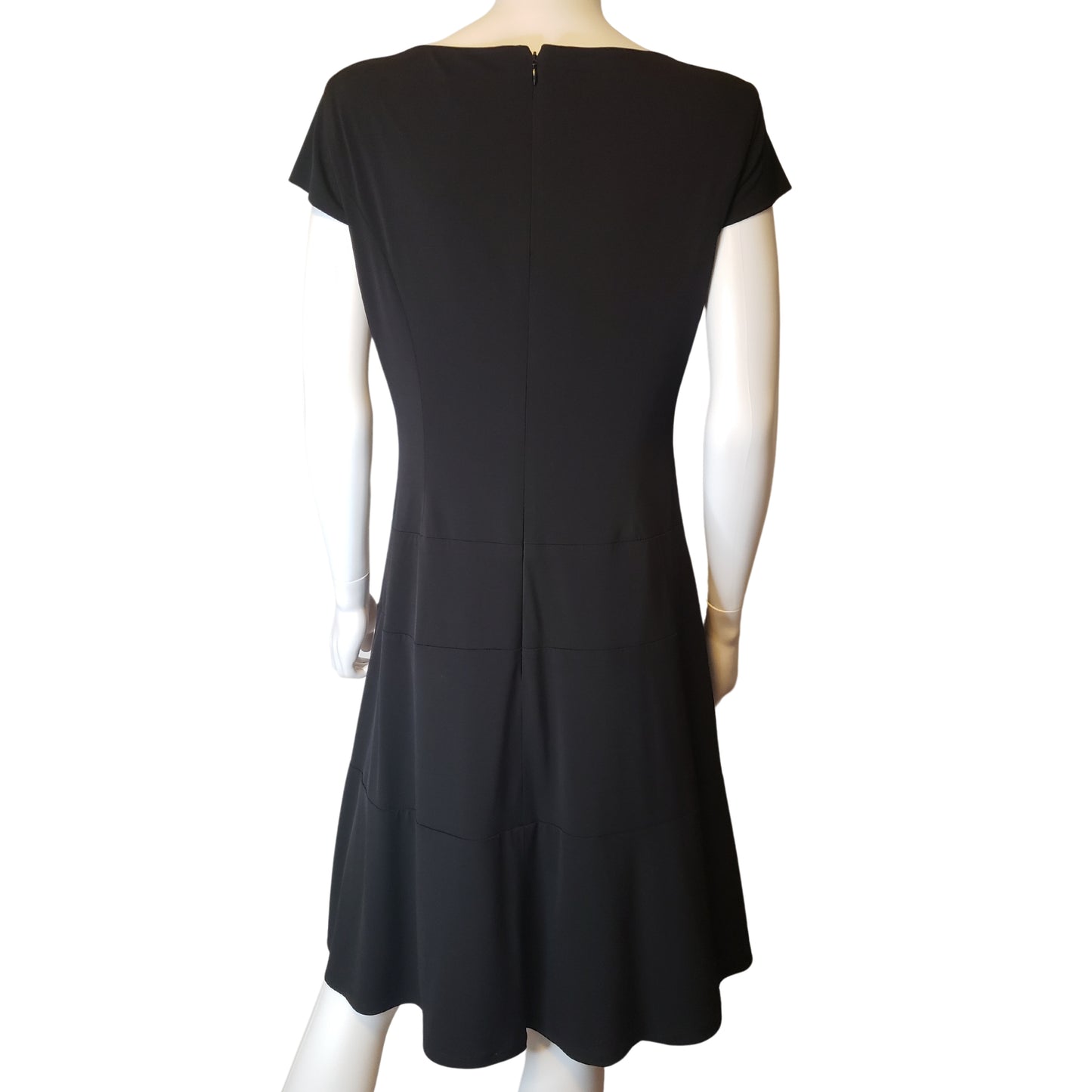 CHRISTOPER & BANKS Black Dress with Drop Waist and Drop Shoulder Sleeves, M