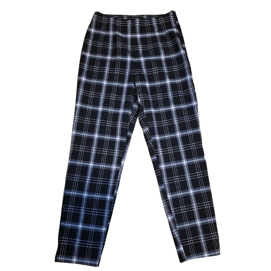 Black & White Plaid Skinny Stretch Pants, Size 12