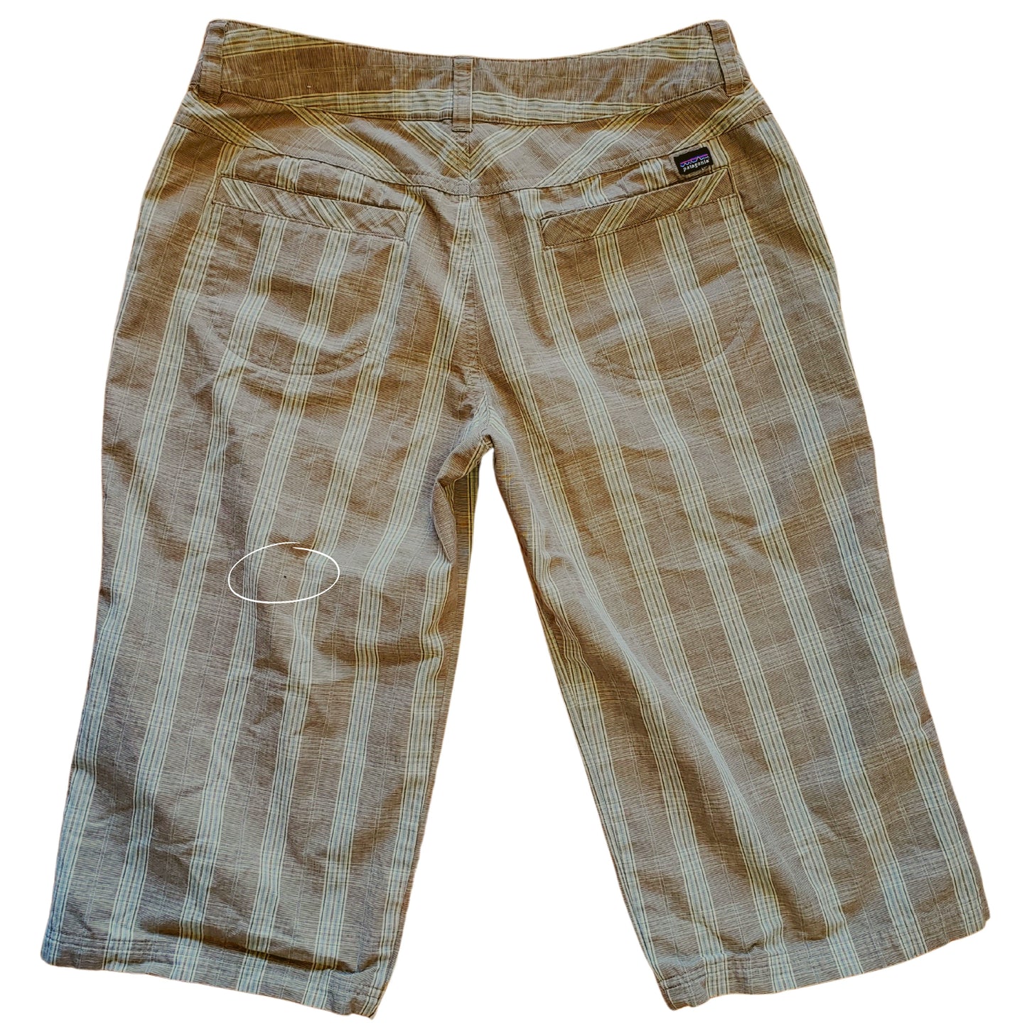 PATAGONIA Beige & White Plaid Long Shorts, Size 10