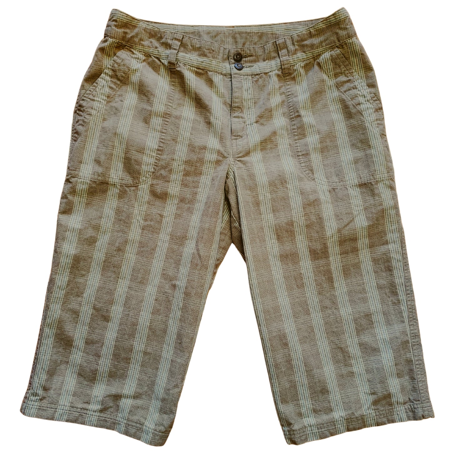 PATAGONIA Beige & White Plaid Long Shorts, Size 10