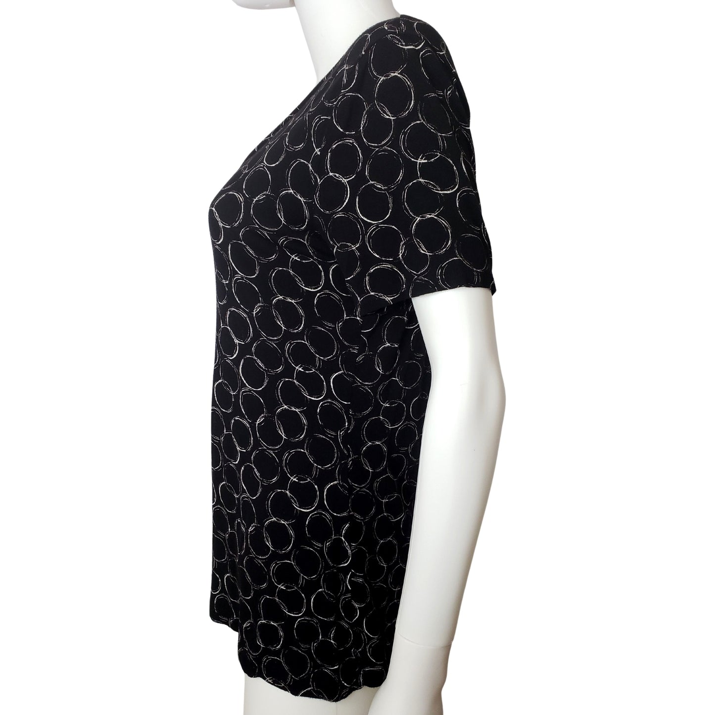 APT. 9 ESSENTIALS Black Bubbles Short Sleeve Shirt, Medium