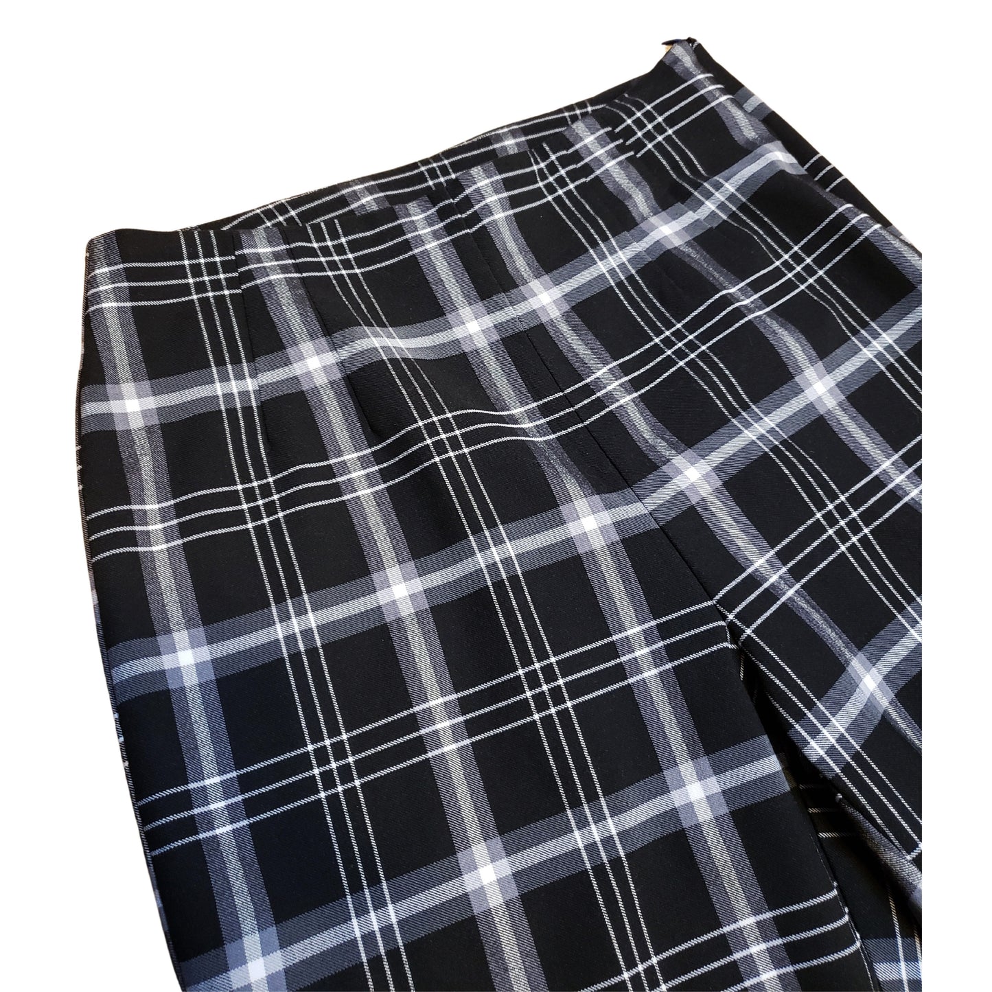 Black & White Plaid Skinny Stretch Pants, Size 12