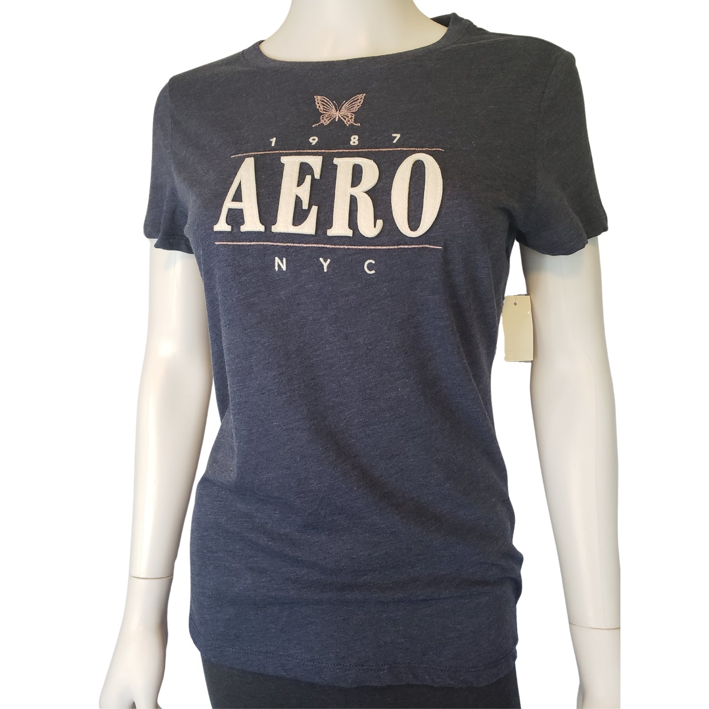 AEROPOSTALE Classic Crew Navy T-Shirt, Large