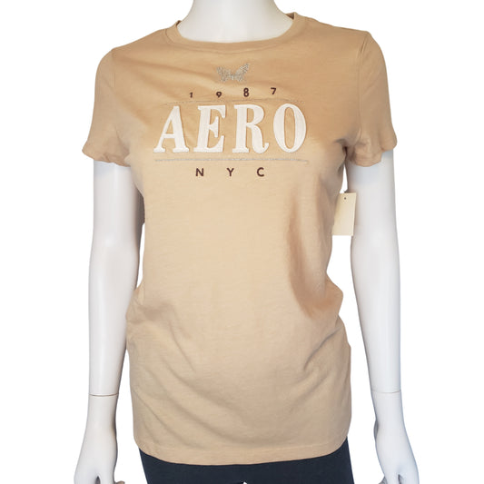 AEROPOSTALE Classic Crew Flax T-Shirt, Large