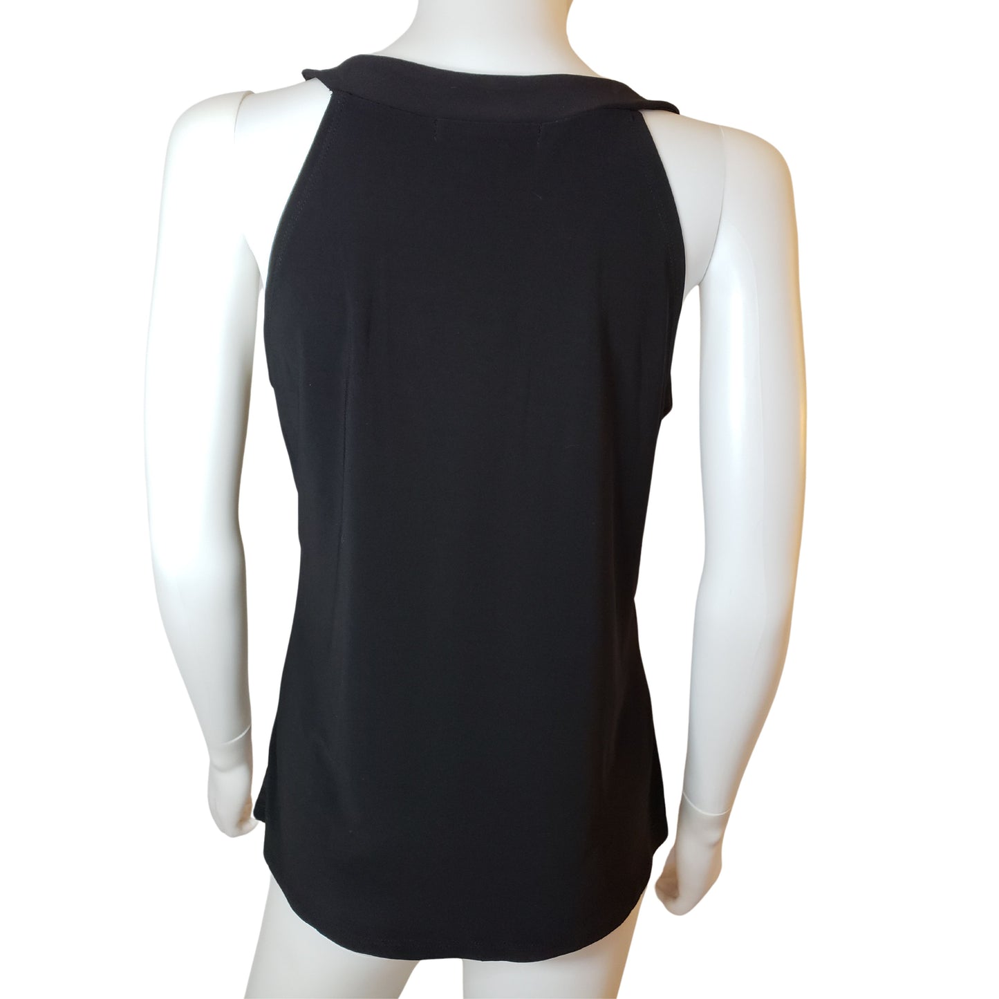 ADELE & MAY Black Tank with Sheer Inlays at Neck LIne, Small