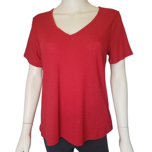 OLD NAVY Red Ribbed V-Neck Shirt, Small