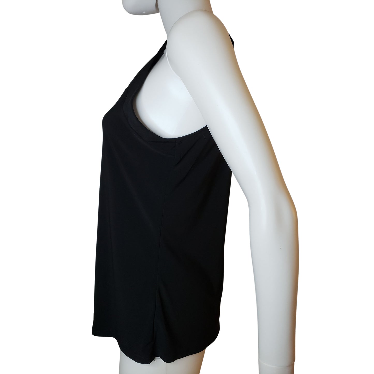 ADELE & MAY Black Tank with Sheer Inlays at Neck LIne, Small