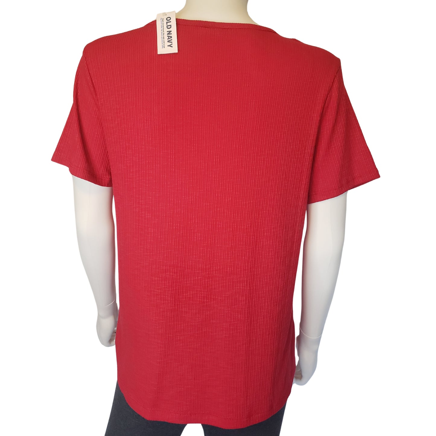 OLD NAVY Red Ribbed V-Neck Shirt, Small