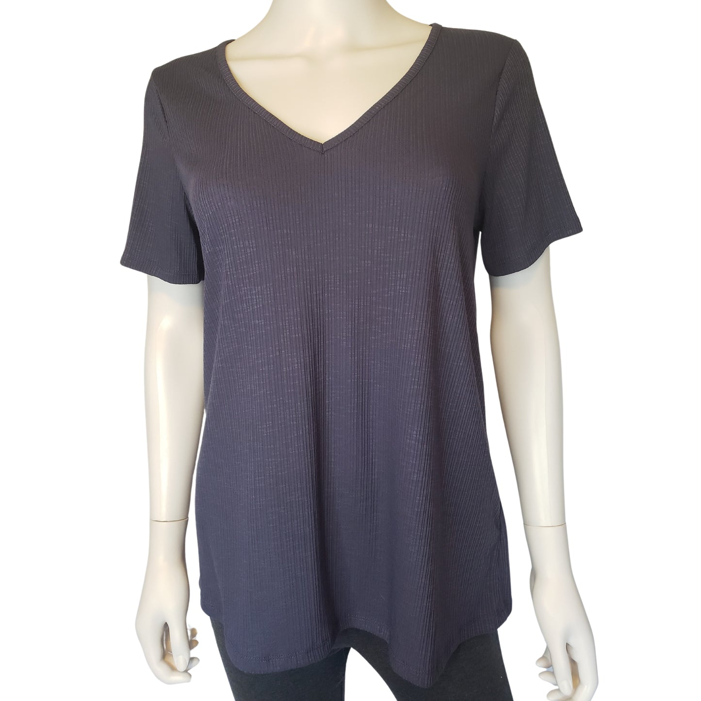 OLD NAVY Blue Ribbed V-Neck Shirt, Small Tall