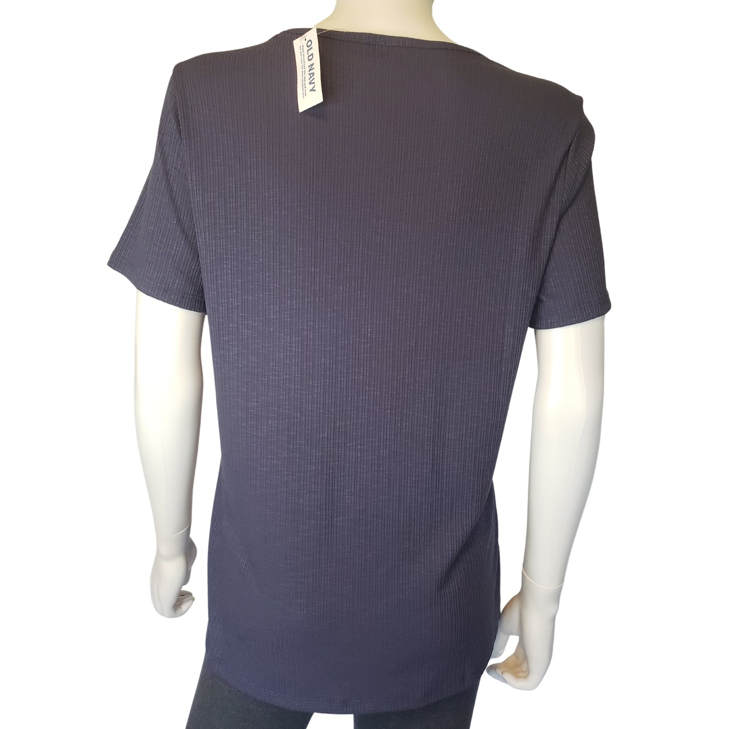 OLD NAVY Blue Ribbed V-Neck Shirt, Small Tall