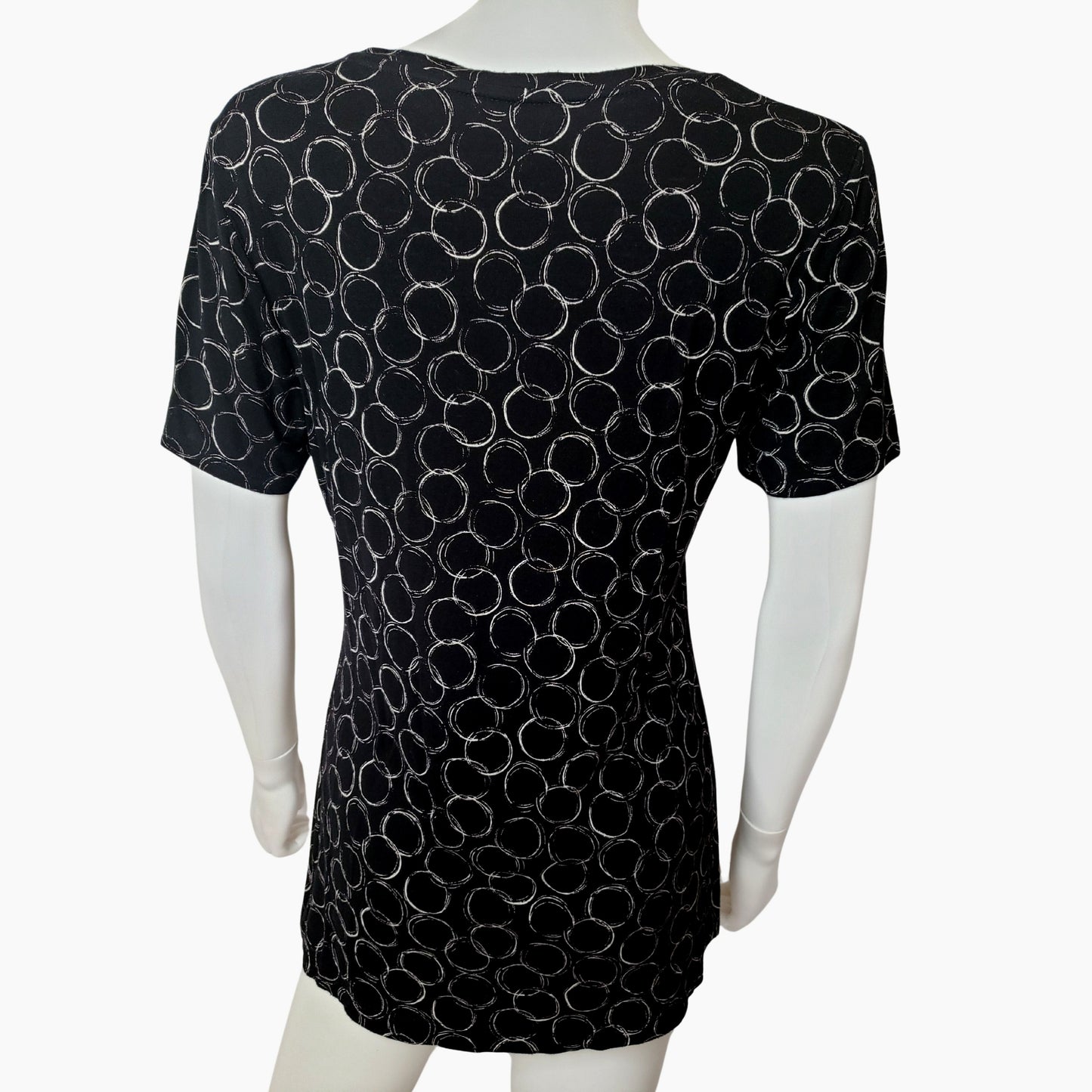 APT. 9 ESSENTIALS Black Bubbles Short Sleeve Shirt, Medium