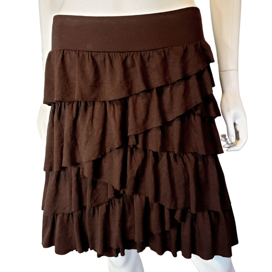 INTERNATIONAL CONCEPTS Chocolate Tiered Tulip Knee Length Skirt, Large