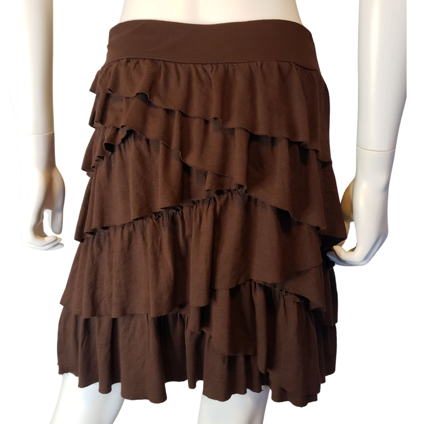 INTERNATIONAL CONCEPTS Chocolate Tiered Tulip Knee Length Skirt, Large