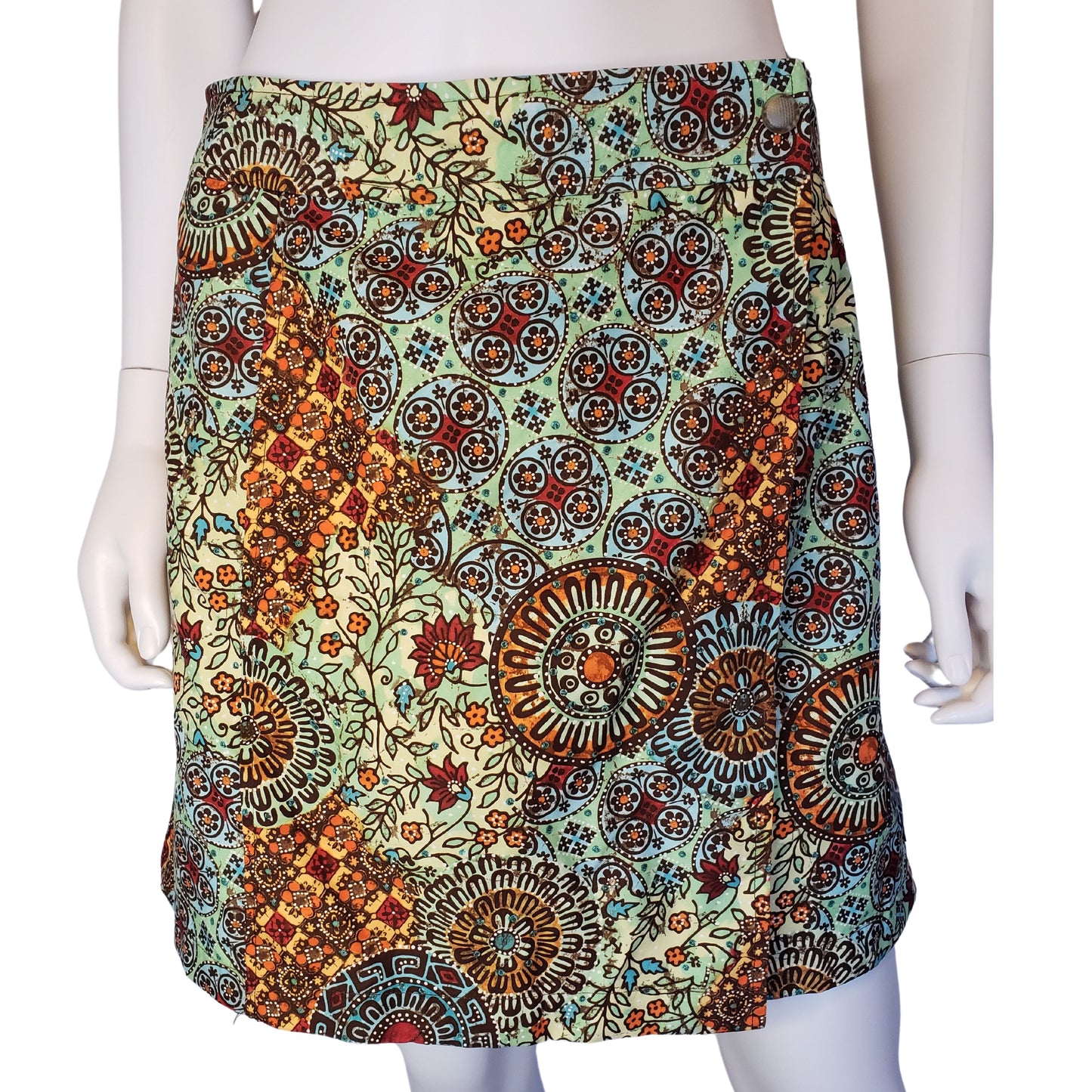 ATHLETA Multicolored Mosaic & Floral Patterned Knee Length Wrap Skort, Size 10