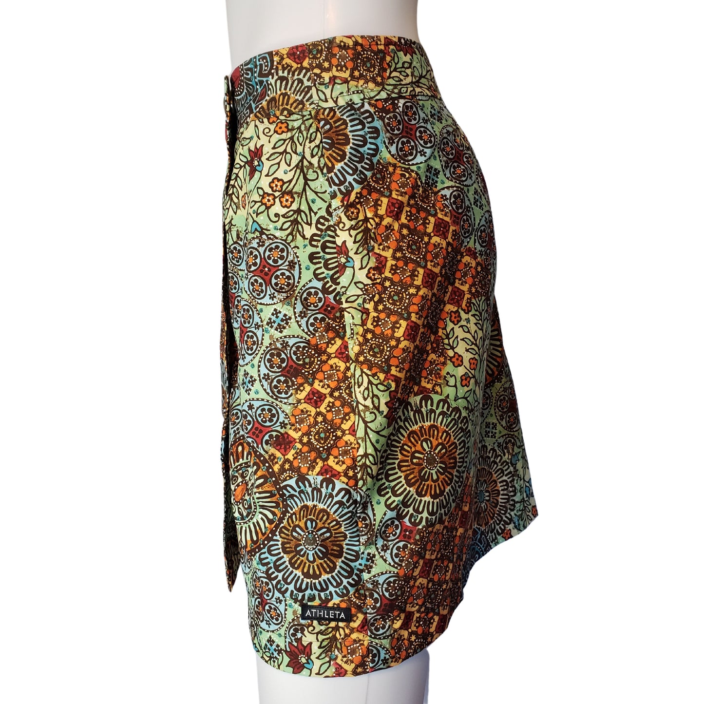 ATHLETA Multicolored Mosaic & Floral Patterned Knee Length Wrap Skort, Size 10