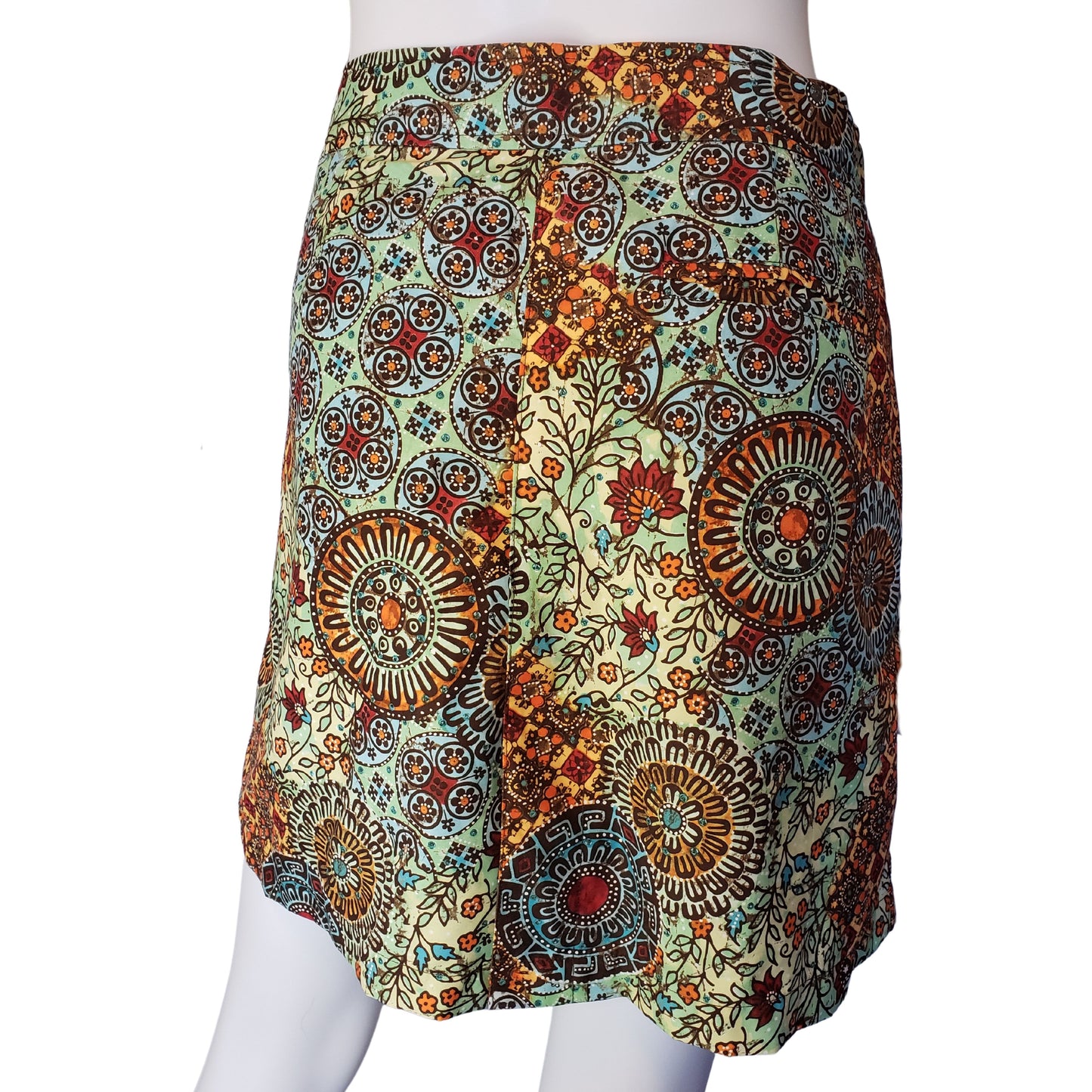 ATHLETA Multicolored Mosaic & Floral Patterned Knee Length Wrap Skort, Size 10