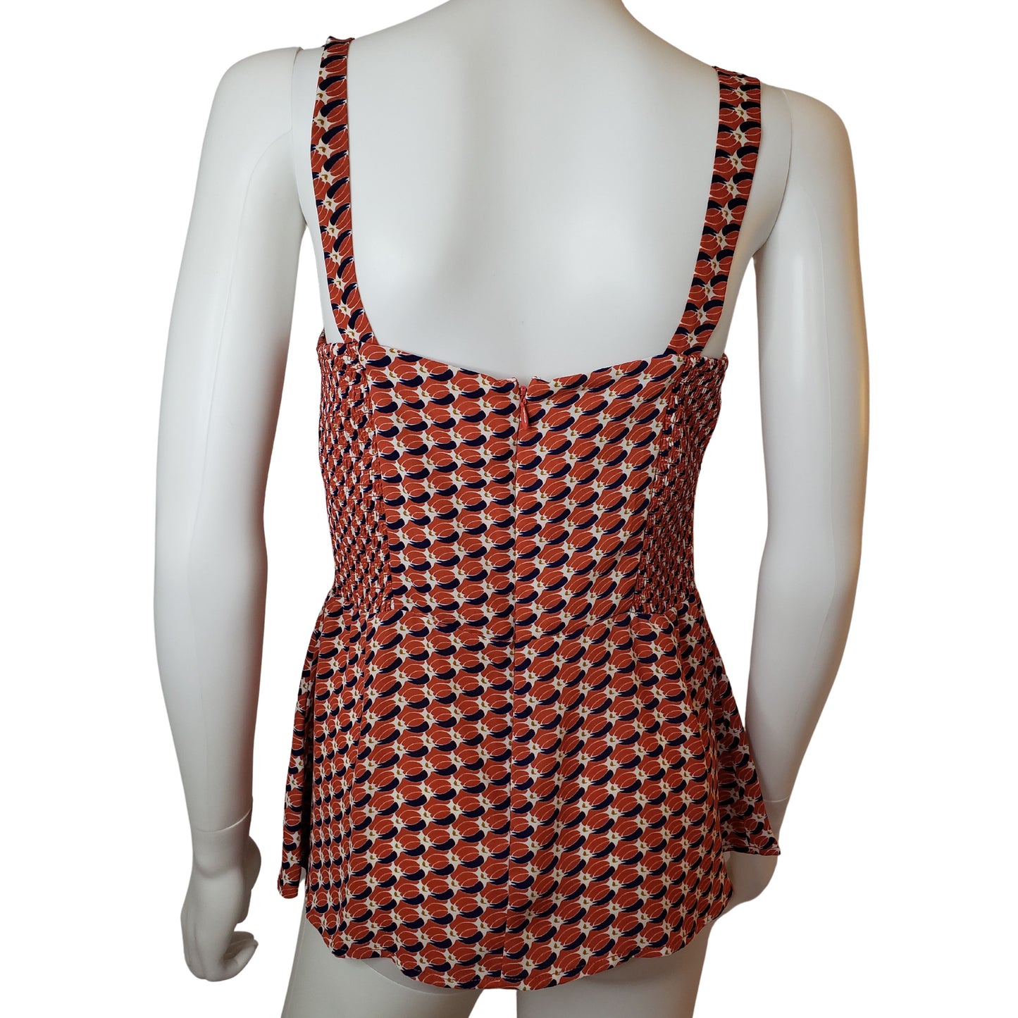 CABI Orange and Blue Oval Patterned Tank, Small