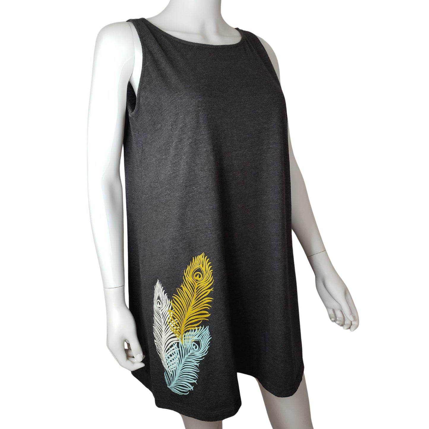 Dark Feathered Heather Gray Tank/Cover-Up, Medium