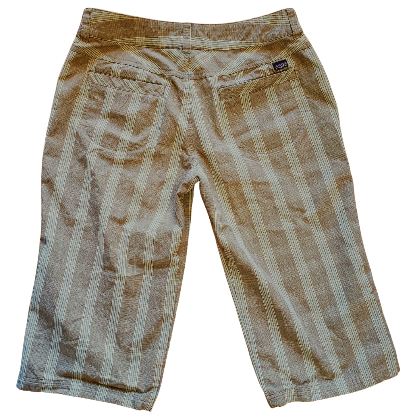 PATAGONIA Beige & White Plaid Long Shorts, Size 10