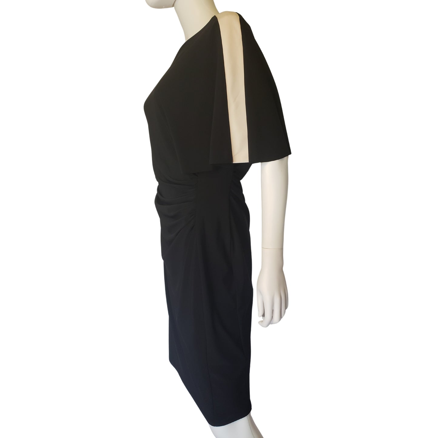 LAUREN by RALPH LAUREN Sleek Black Side Gathered Short Sleeve Dress, Size 12