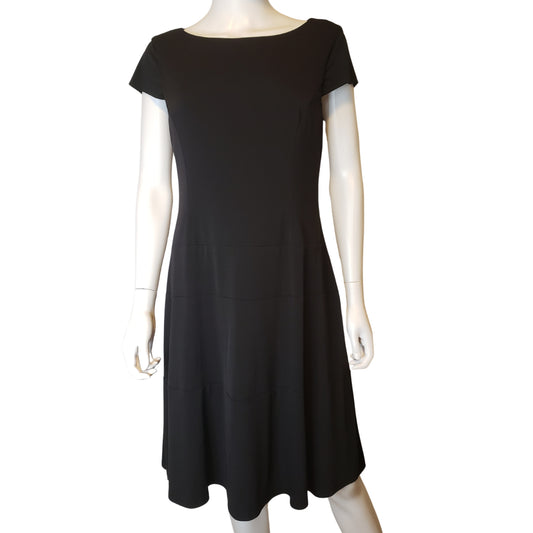 CHRISTOPER & BANKS Black Dress with Drop Waist and Drop Shoulder Sleeves, M