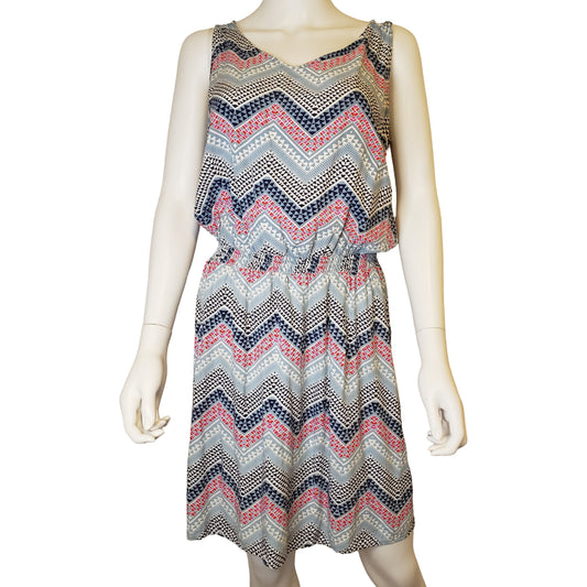 GAP Geometric Print Tank Dress with Double Straps, Above Knee Length, Large