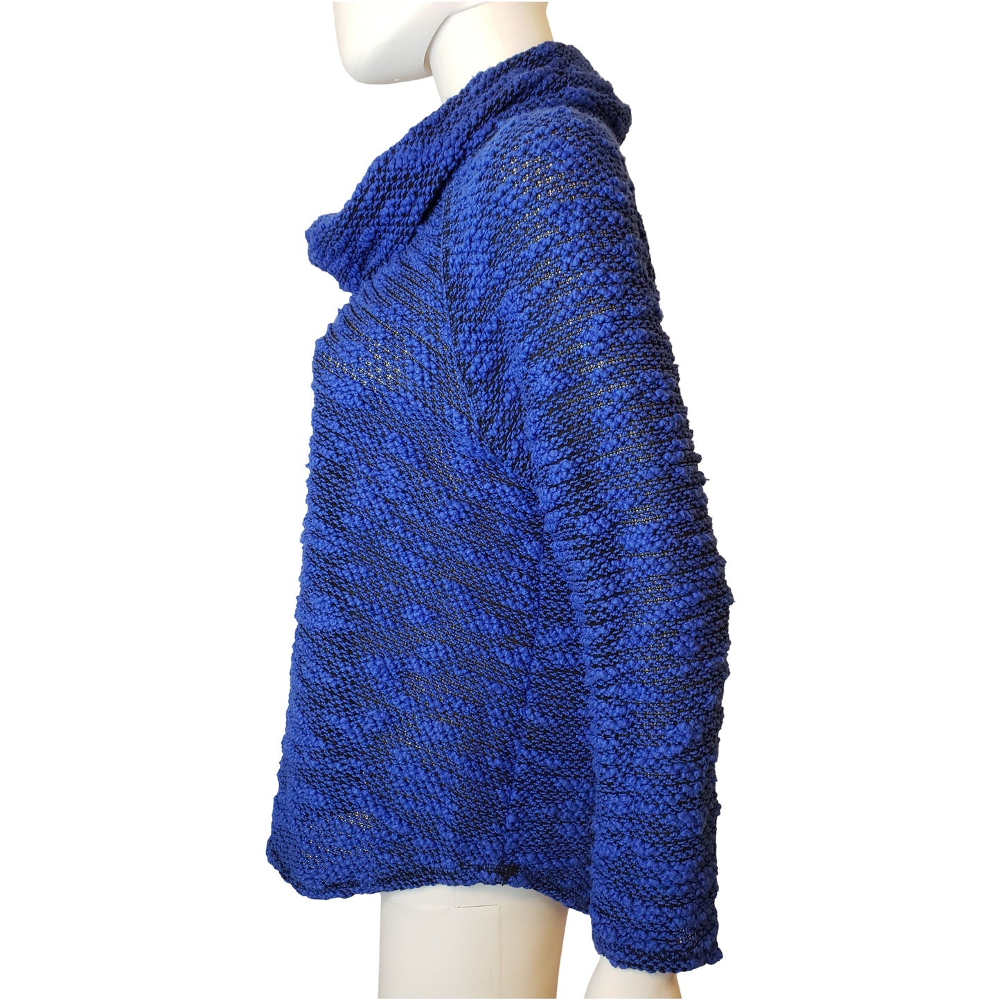 Royal Blue and Black Knit Sweater with Turtleneck, Large