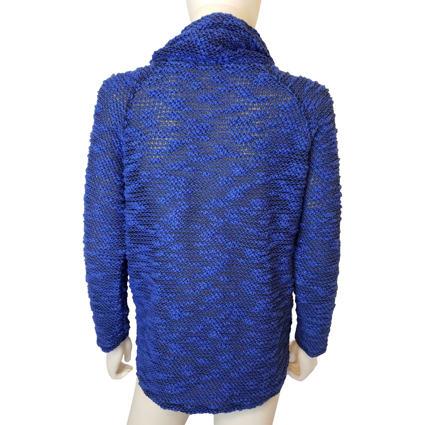 Royal Blue and Black Knit Sweater with Turtleneck, Large