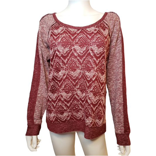 MAURICES Bold Burgundy Sweater Shirt with Long Sleeves, Large