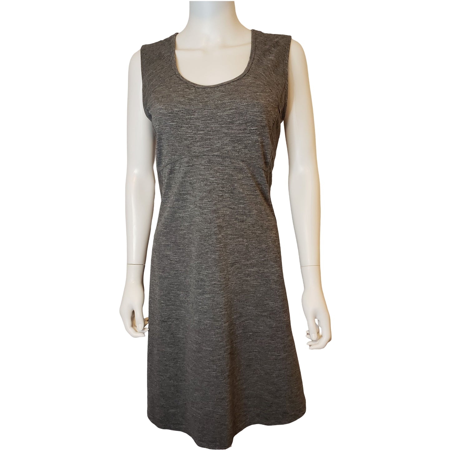 PRANA Gray Casual Tank Dress with Back Cutout, Knee Length, Large