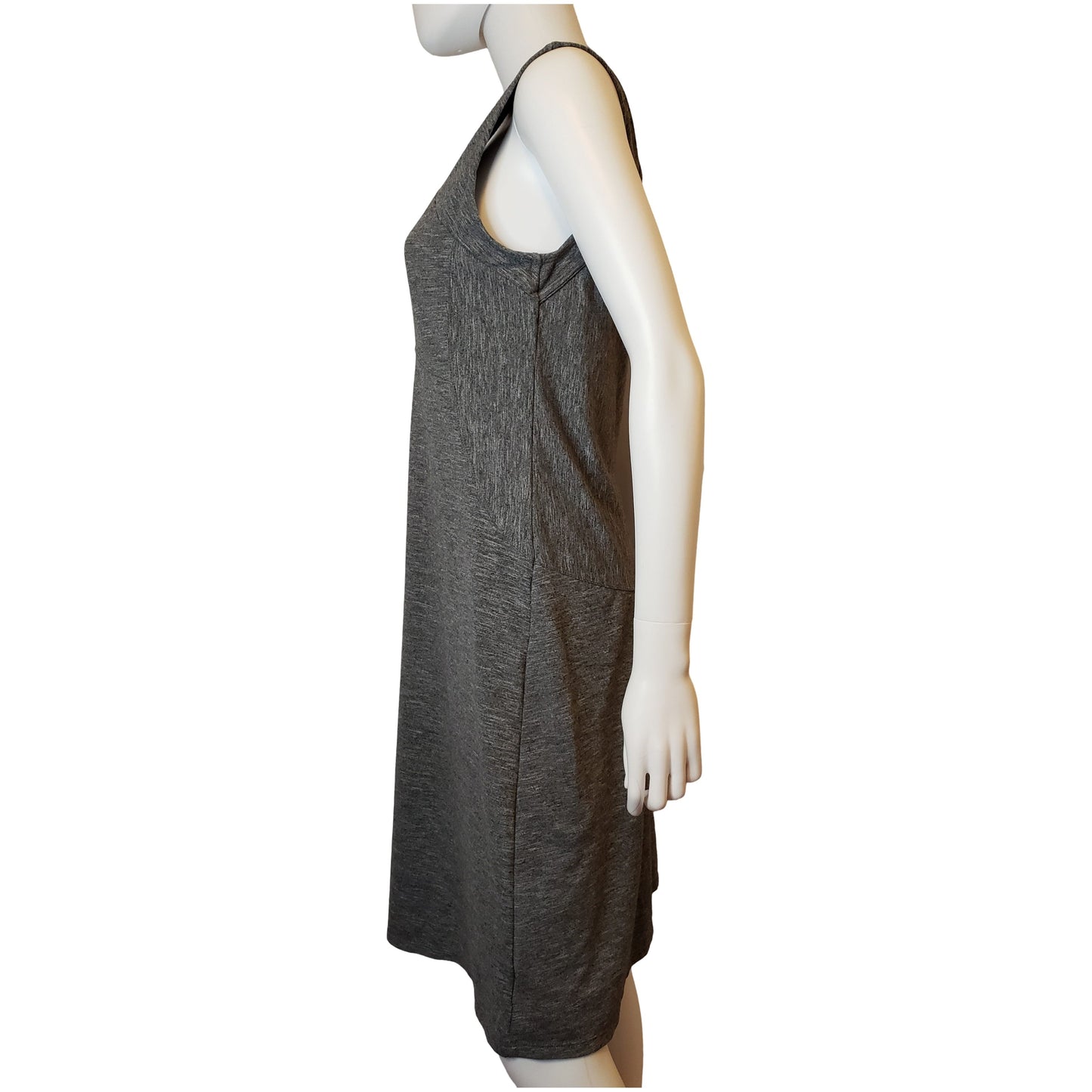 PRANA Gray Casual Tank Dress with Back Cutout, Knee Length, Large