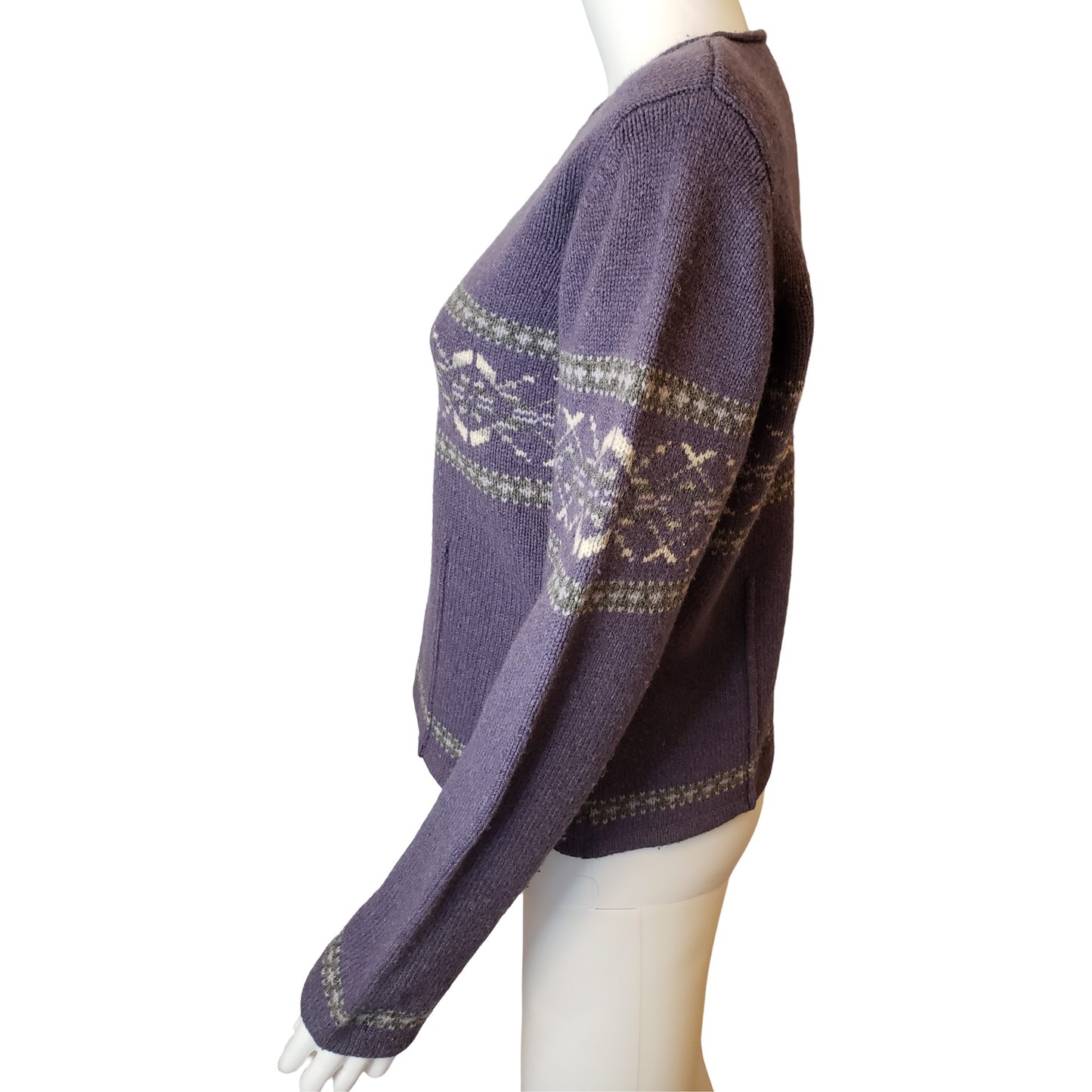 EDDIE BAUER 100% Lambswool Purple Passion Sweater, Medium