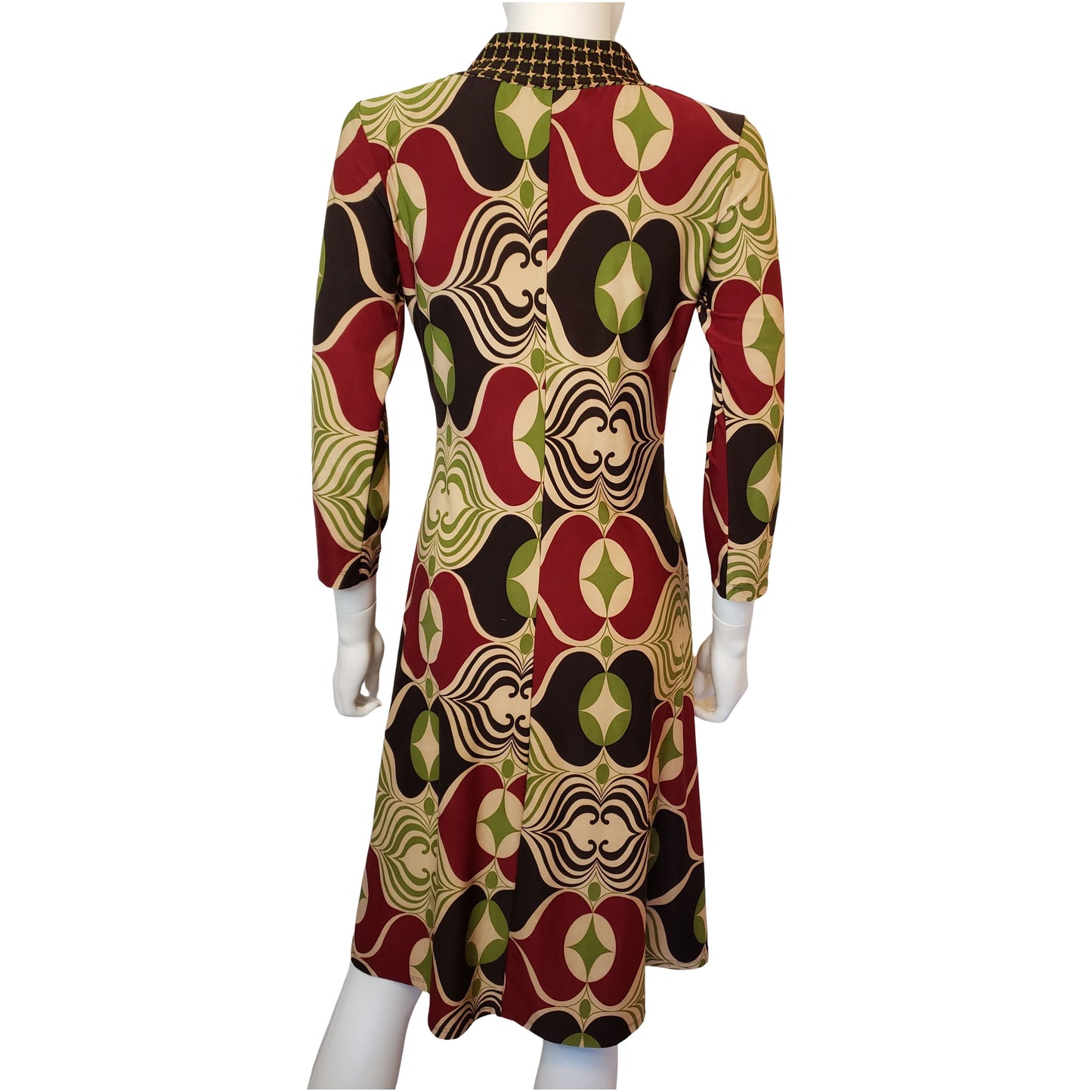 EN FOCUS STUDIO Funky Fall Dress with 3/4 Sleeves, Beneath Knee Length, Small Size 6