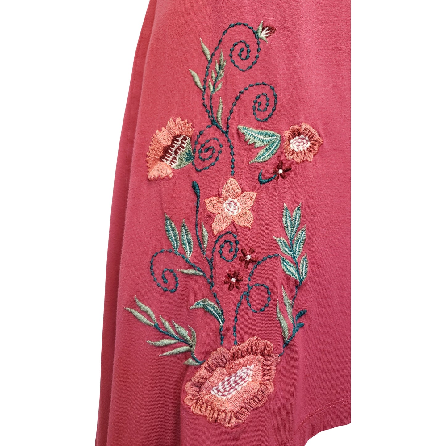 SOFT SURROUNDINGS Pink Tunic with Mock Neck and Embroidered Flowers, Small