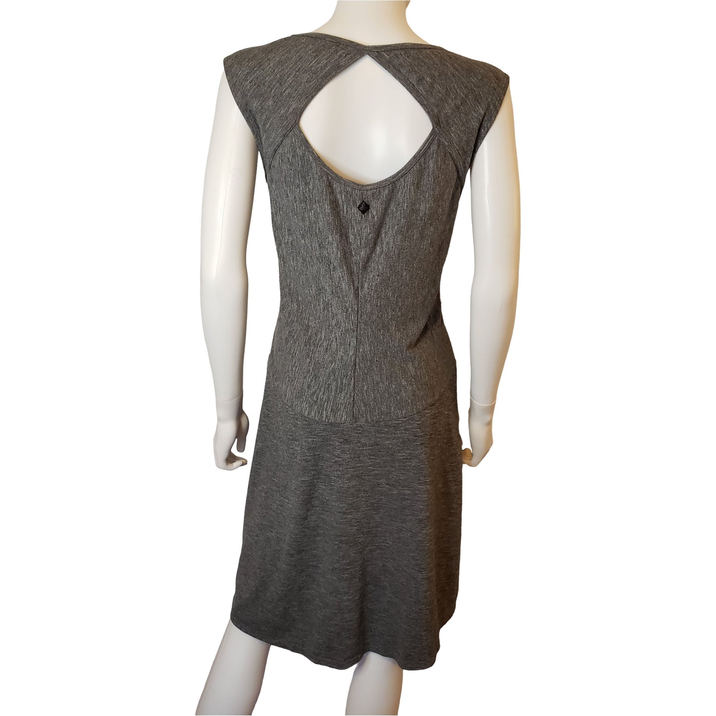 PRANA Gray Casual Tank Dress with Back Cutout, Knee Length, Large