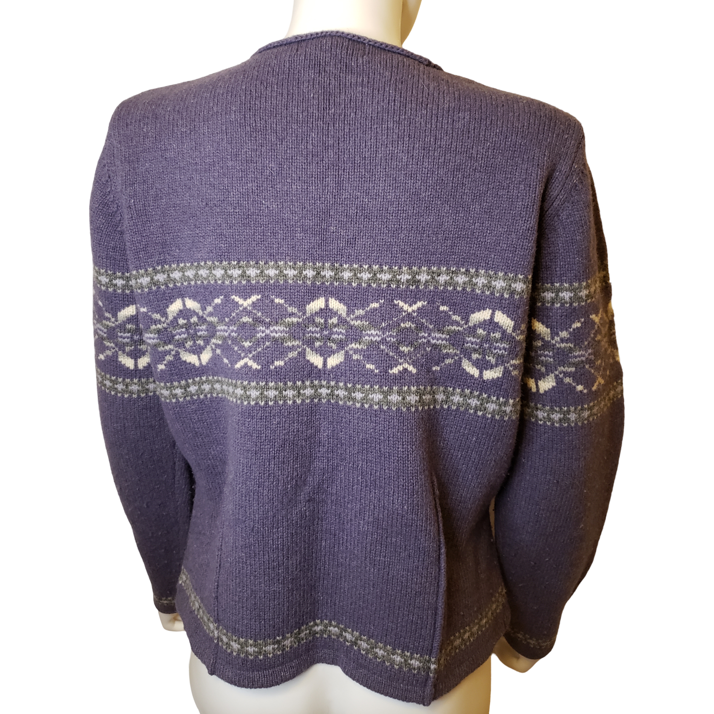 EDDIE BAUER 100% Lambswool Purple Passion Sweater, Medium