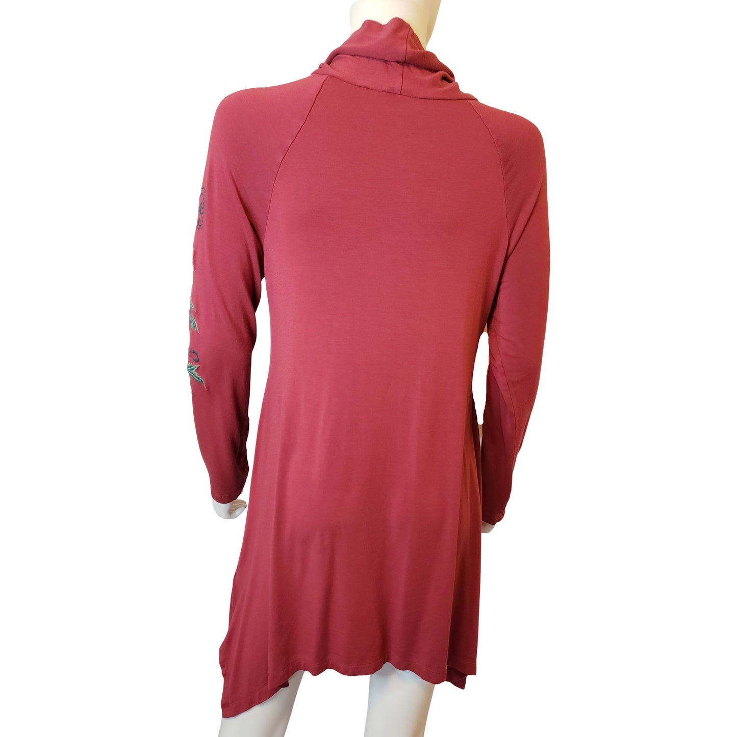 SOFT SURROUNDINGS Pink Tunic with Mock Neck and Embroidered Flowers, Small